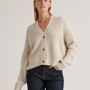 Quince 100% Organic Cotton Fisherman Boxy Cropped Cardigan